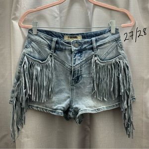 RocknRoll country Jean shorts with fringe
